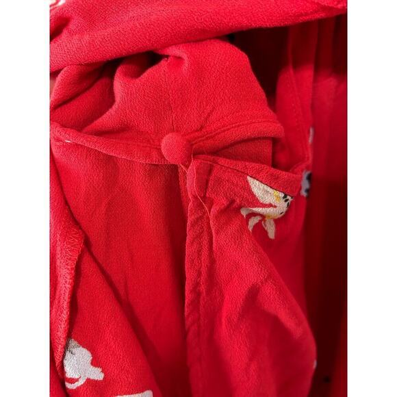 Free People Time On My Side Red Floral Mini Wrap Dress Size M Valentine’s Day - Picture 6 of 16
